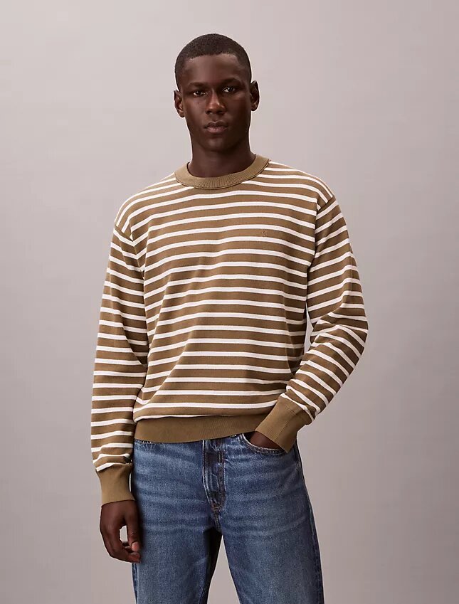 Maglione comodo a righe in morbido cotone Maglione comodo a righe in morbido cotone