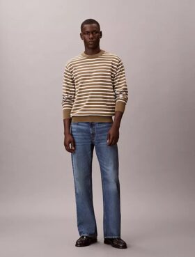 Maglione comodo a righe in morbido cotone