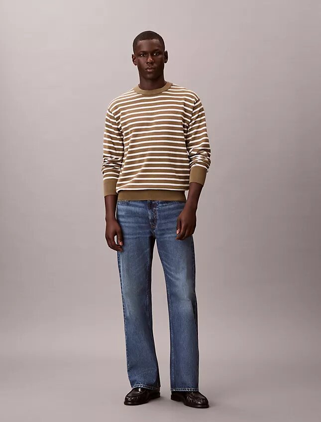Maglione comodo a righe in morbido cotone Maglione comodo a righe in morbido cotone