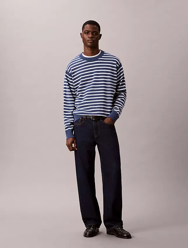 Maglione comodo a righe in morbido cotone Maglione comodo a righe in morbido cotone