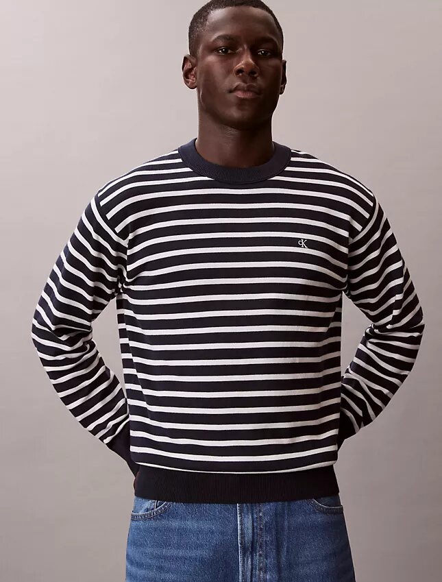 Maglione comodo a righe in morbido cotone Maglione comodo a righe in morbido cotone