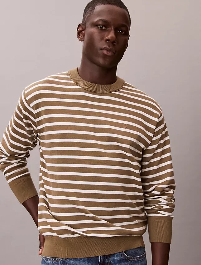 Maglione comodo a righe in morbido cotone Maglione comodo a righe in morbido cotone