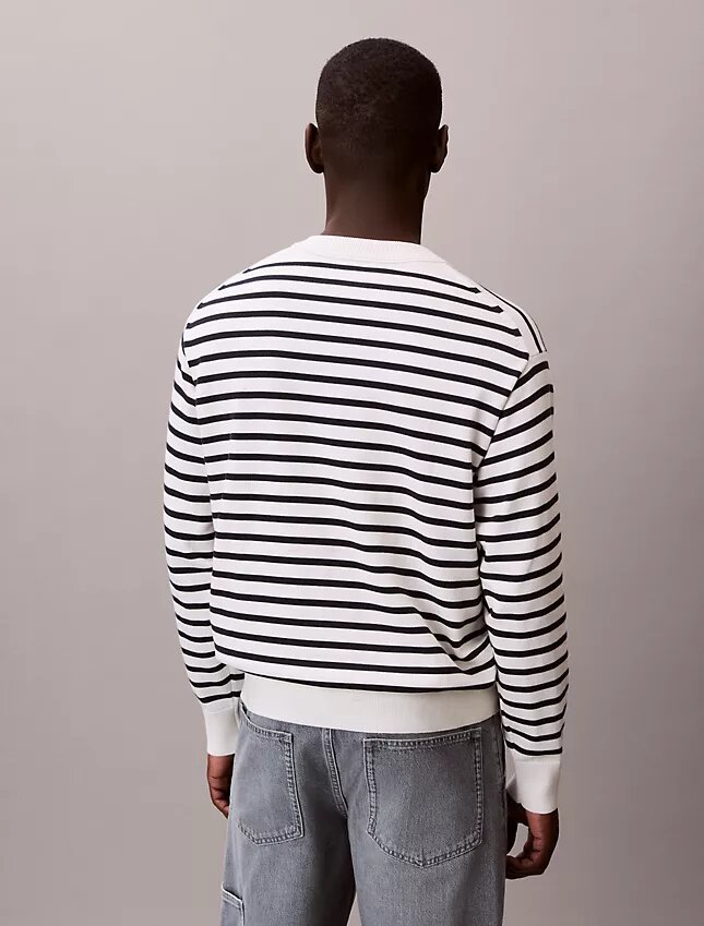 Maglione comodo a righe in morbido cotone Maglione comodo a righe in morbido cotone