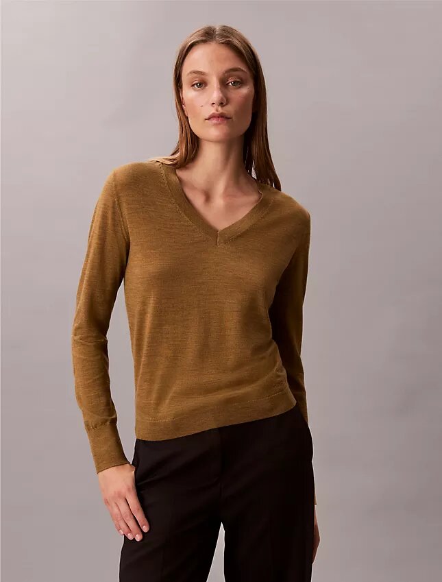 Maglione con scollo a V in lana merino Maglione con scollo a V in lana merino