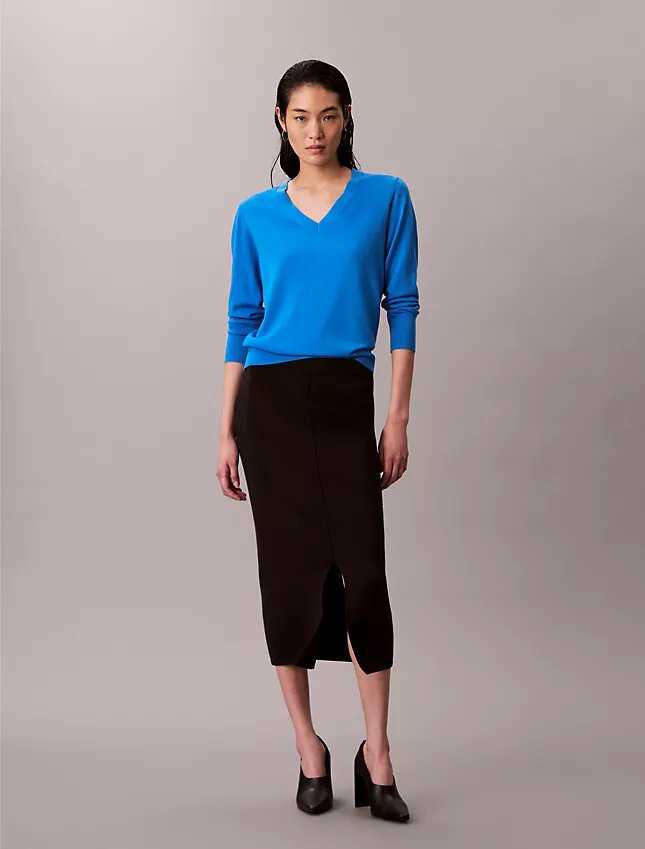 Maglione con scollo a V in lana merino Maglione con scollo a V in lana merino