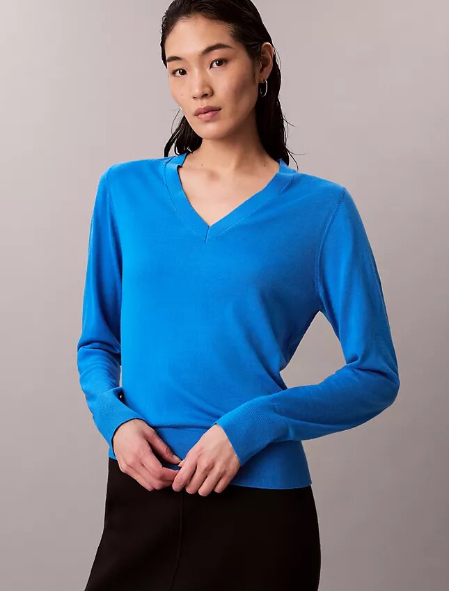 Maglione con scollo a V in lana merino Maglione con scollo a V in lana merino
