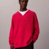 Maglione dalla vestibilità comoda con scollo a V in misto lana merino