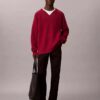Maglione dalla vestibilità comoda con scollo a V in misto lana merino