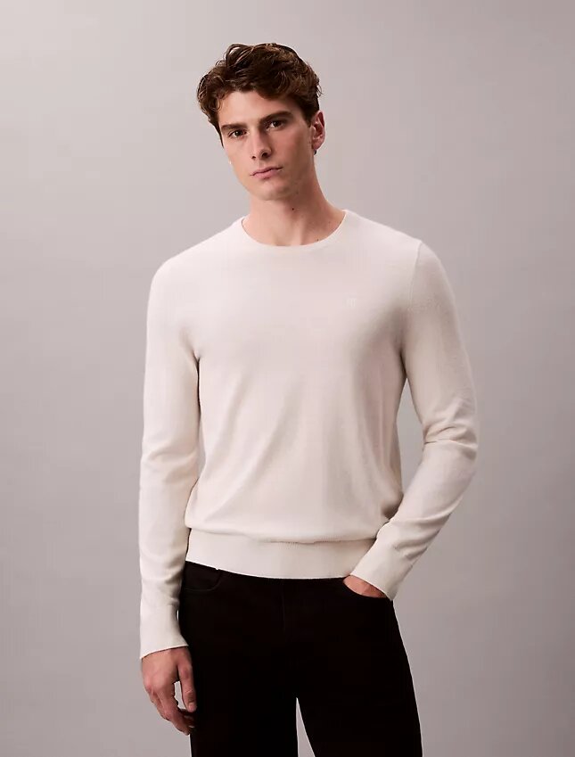 Maglione girocollo in misto merino extra fine Maglione girocollo in misto merino extra fine