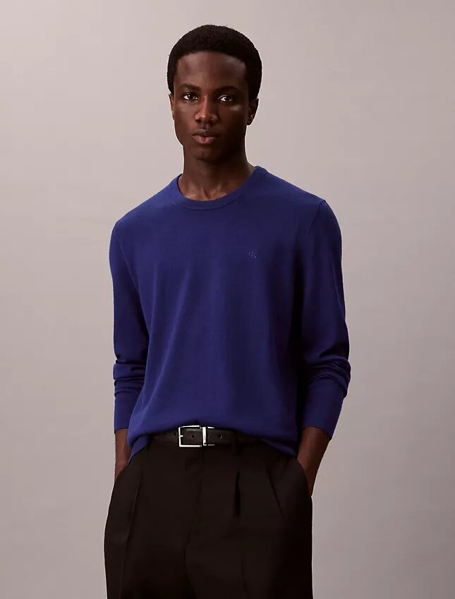 Maglione girocollo in misto merino extra fine Maglione girocollo in misto merino extra fine