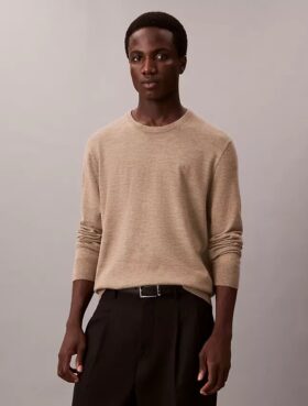 Maglione girocollo in misto merino extra fine
