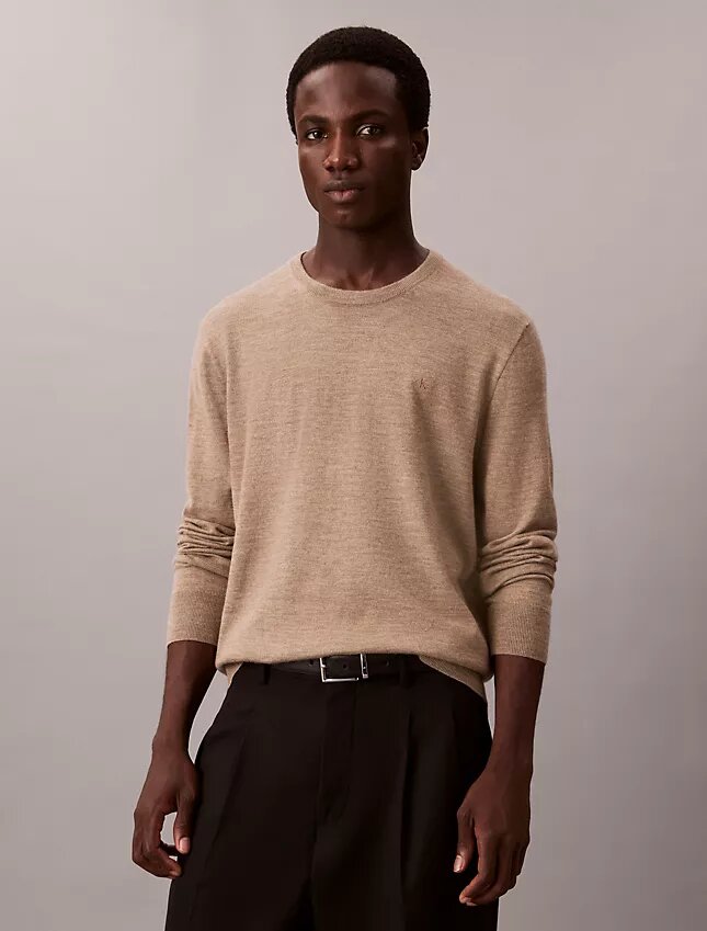 Maglione girocollo in misto merino extra fine Maglione girocollo in misto merino extra fine