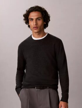 Maglione girocollo in misto merino extra fine