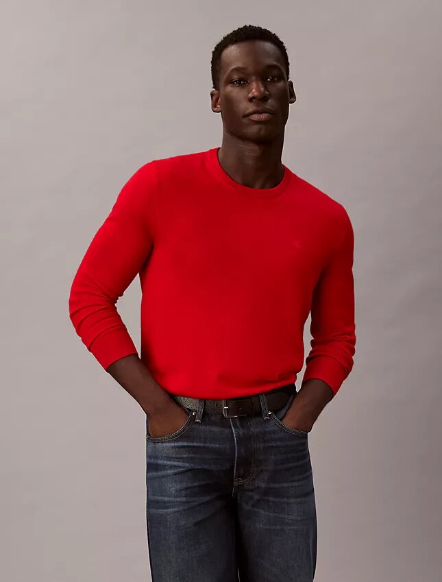 Maglione girocollo in misto merino extra fine Maglione girocollo in misto merino extra fine