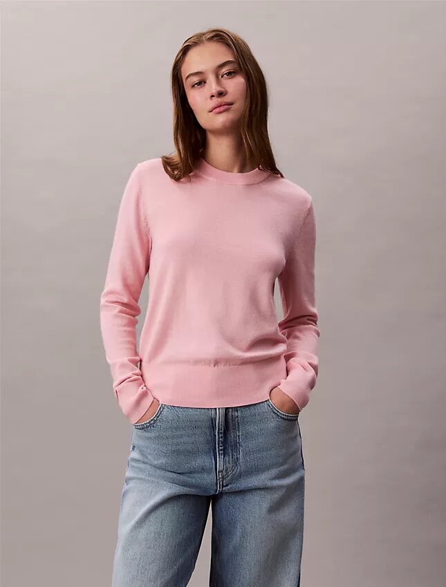 Maglione girocollo in misto merino extra fine Maglione girocollo in misto merino extra fine