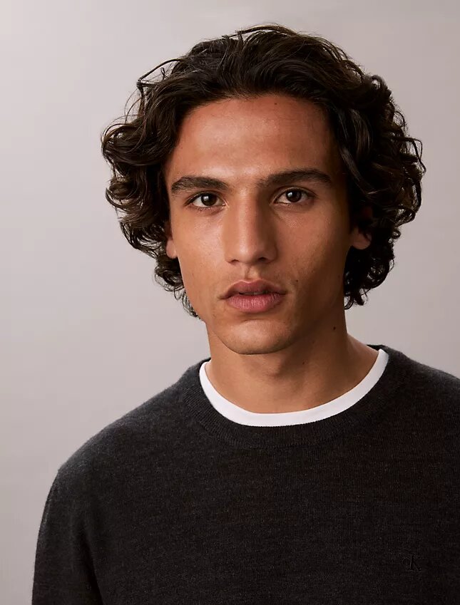 Maglione girocollo in misto merino extra fine Maglione girocollo in misto merino extra fine