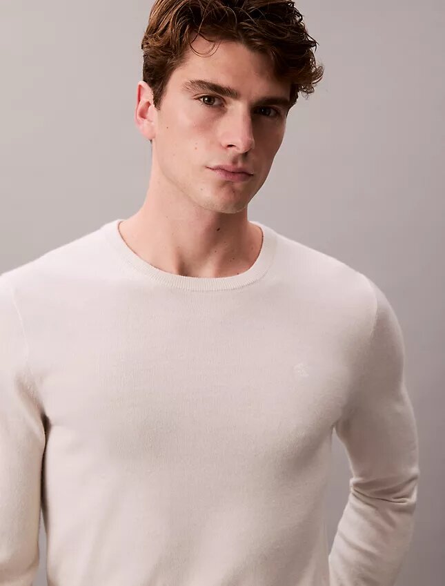 Maglione girocollo in misto merino extra fine Maglione girocollo in misto merino extra fine