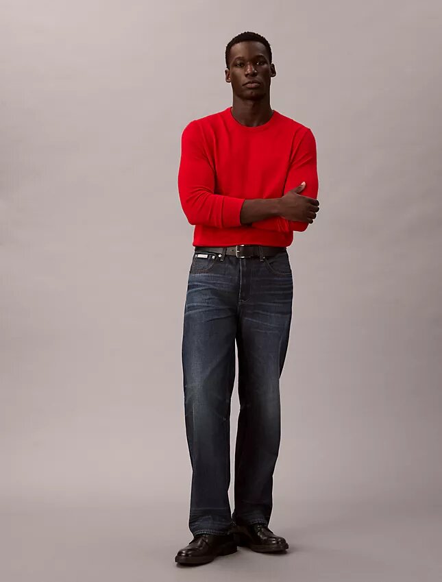 Maglione girocollo in misto merino extra fine Maglione girocollo in misto merino extra fine