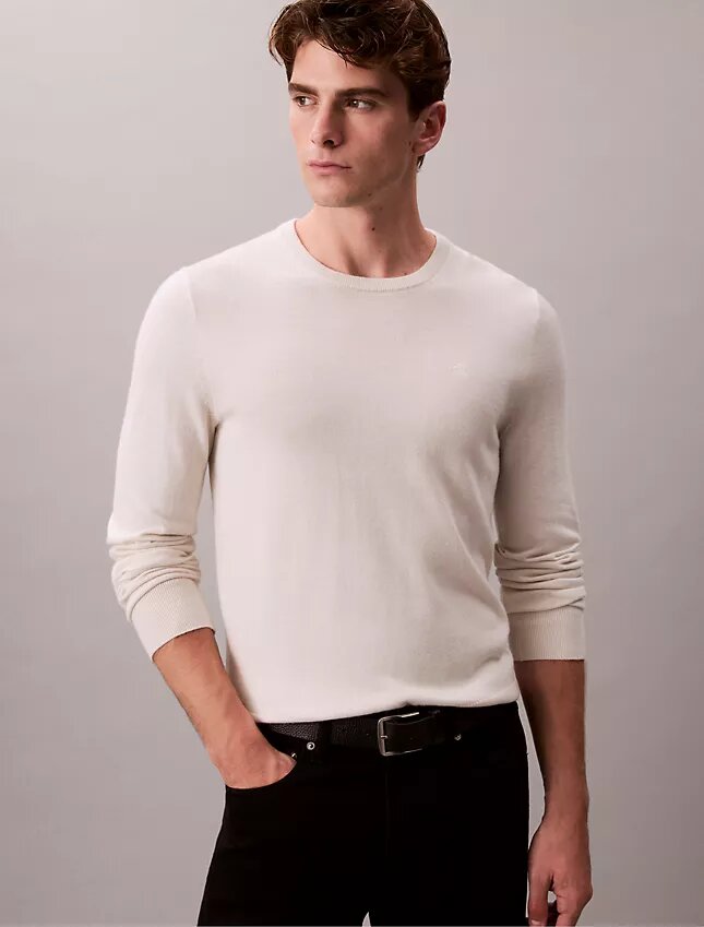 Maglione girocollo in misto merino extra fine Maglione girocollo in misto merino extra fine