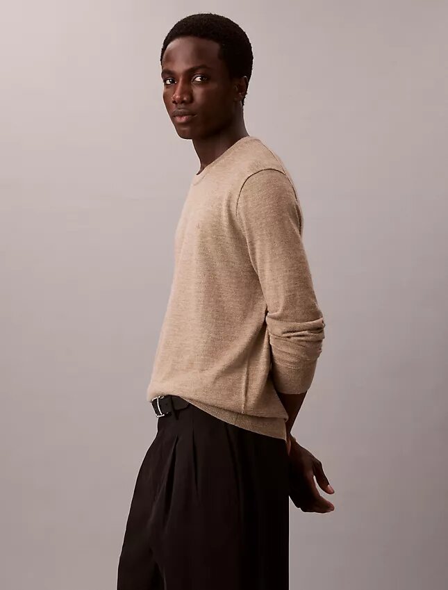Maglione girocollo in misto merino extra fine Maglione girocollo in misto merino extra fine