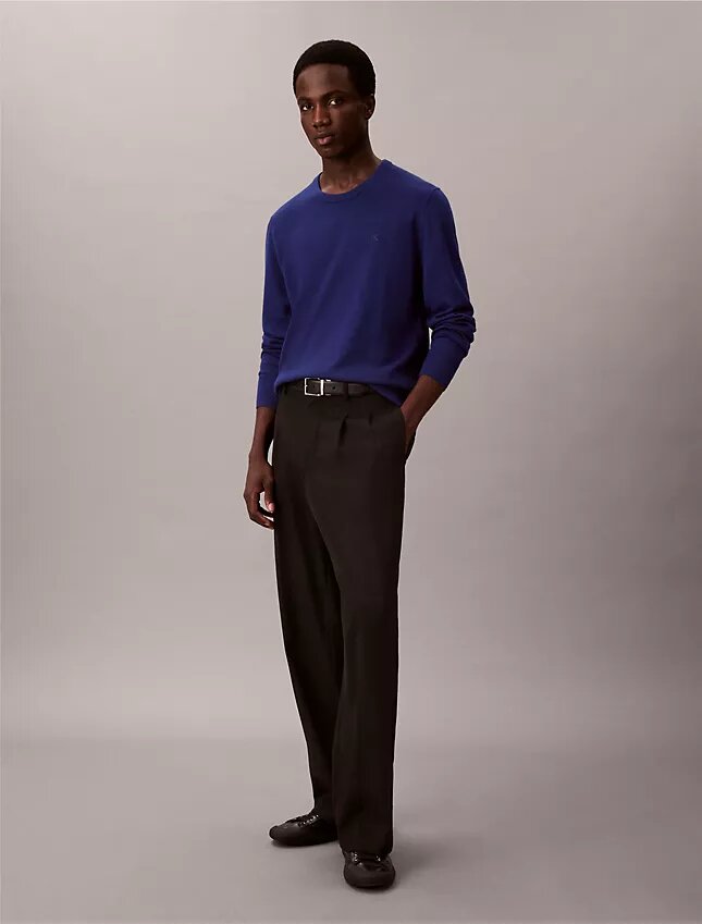 Maglione girocollo in misto merino extra fine Maglione girocollo in misto merino extra fine