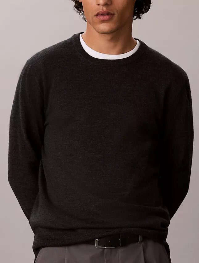 Maglione girocollo in misto merino extra fine Maglione girocollo in misto merino extra fine