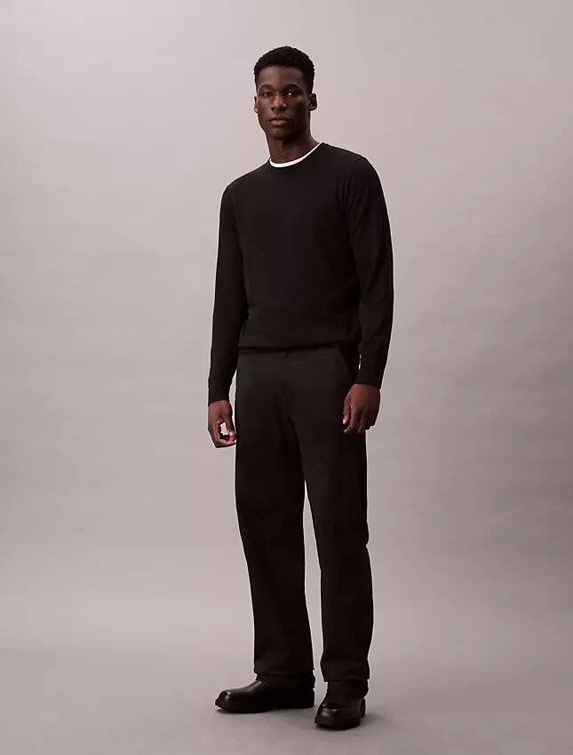 Maglione girocollo in misto merino extra fine Maglione girocollo in misto merino extra fine