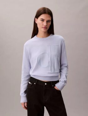 Maglione in ciniglia di cotone liscio con Monogram
