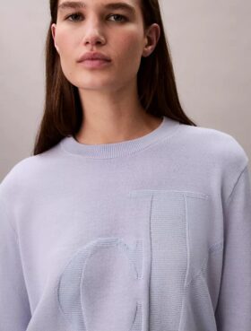 Maglione in ciniglia di cotone liscio con Monogram