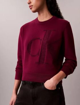 Maglione in ciniglia di cotone liscio con Monogram