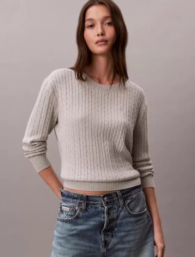 Maglione in cotone a trecce