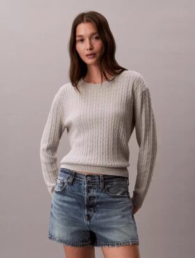Maglione in cotone a trecce