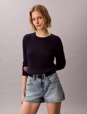 Maglione in cotone a trecce