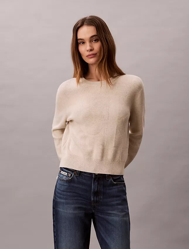 Maglione in cotone liscio con Monogram Maglione in cotone liscio con Monogram