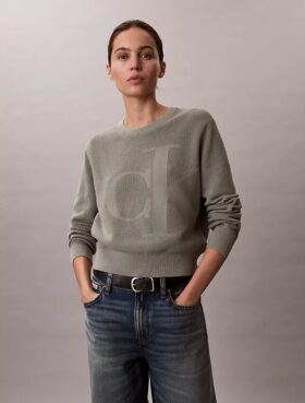 Maglione in cotone liscio con Monogram
