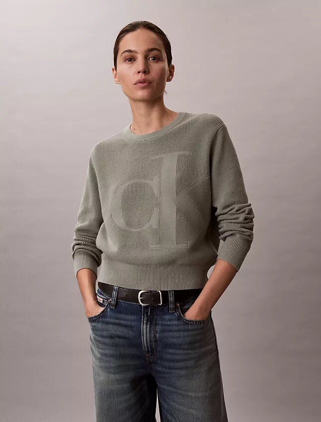 Maglione in cotone liscio con Monogram Maglione in cotone liscio con Monogram