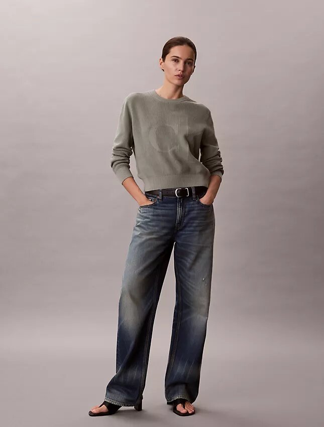 Maglione in cotone liscio con Monogram Maglione in cotone liscio con Monogram