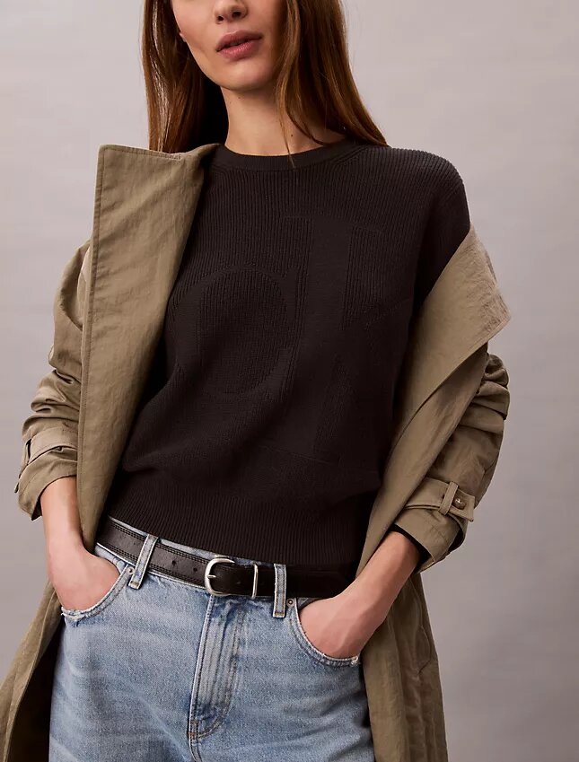 Maglione in cotone liscio con Monogram Maglione in cotone liscio con Monogram