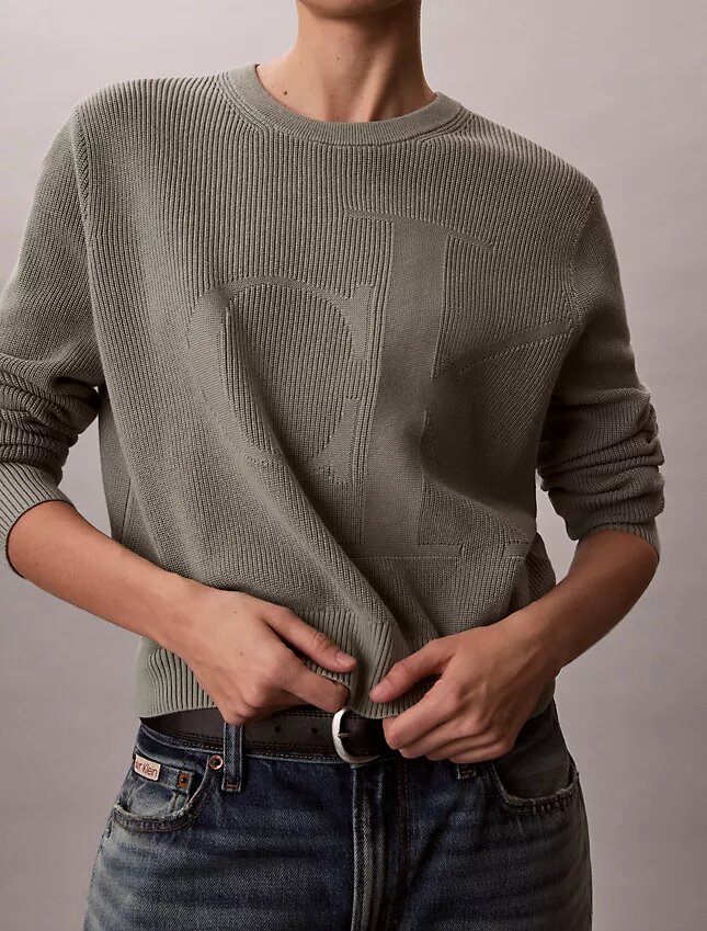 Maglione in cotone liscio con Monogram Maglione in cotone liscio con Monogram