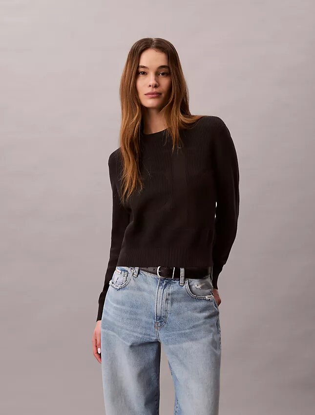 Maglione in cotone liscio con Monogram Maglione in cotone liscio con Monogram