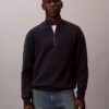 Maglione in cotone liscio con zip a un quarto Maglione in cotone liscio con zip a un quarto