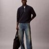 Maglione in cotone liscio con zip a un quarto Maglione in cotone liscio con zip a un quarto