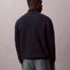 Maglione in cotone liscio con zip a un quarto Maglione in cotone liscio con zip a un quarto
