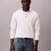 Maglione in cotone liscio con zip a un quarto Maglione in cotone liscio con zip a un quarto