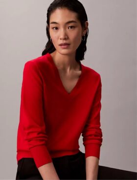 Maglione in lana merino con scollo a V