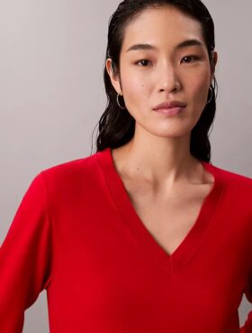 Maglione in lana merino con scollo a V