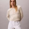 Maglione liscio in ciniglia di cotone con monologo