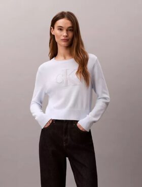 Maglione liscio in ciniglia di cotone con monologo
