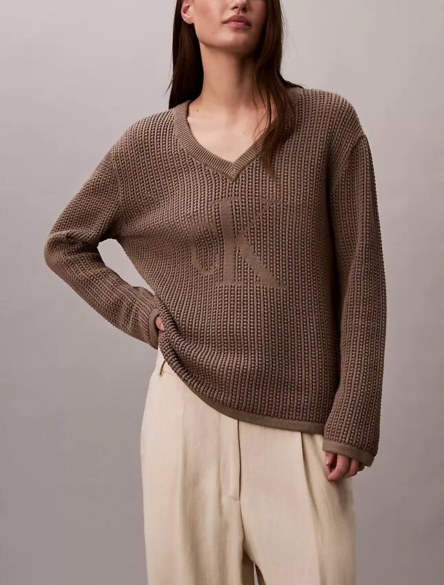 Maglione Monogram in morbido cotone dal taglio morbido Maglione Monogram in morbido cotone dal taglio morbido
