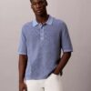 Maglione polo in cotone a trama waffle